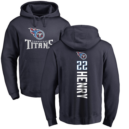 Tennessee Titans Men Navy Blue Derrick Henry Backer NFL Football 22 Pullover Hoodie Sweatshirts
